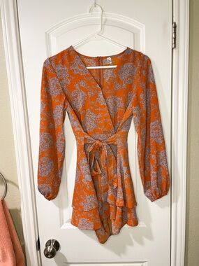 Classic Fashion Collection Orange & Lilac Floral Romper